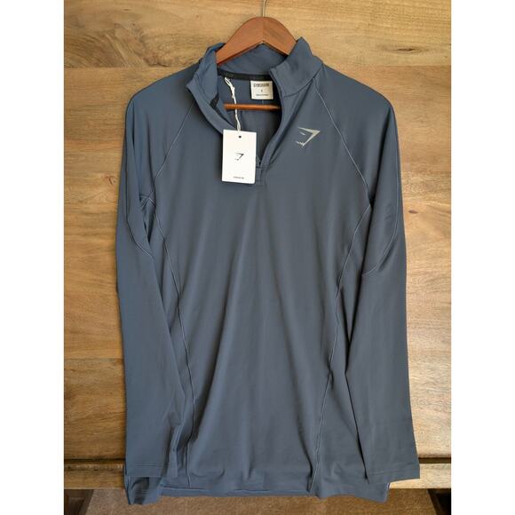 Gymshark Shirt Womens S Titanium Blue Slim Fit Apex Seamless Speed 1/4 Zip NWT - Picture 1 of 5